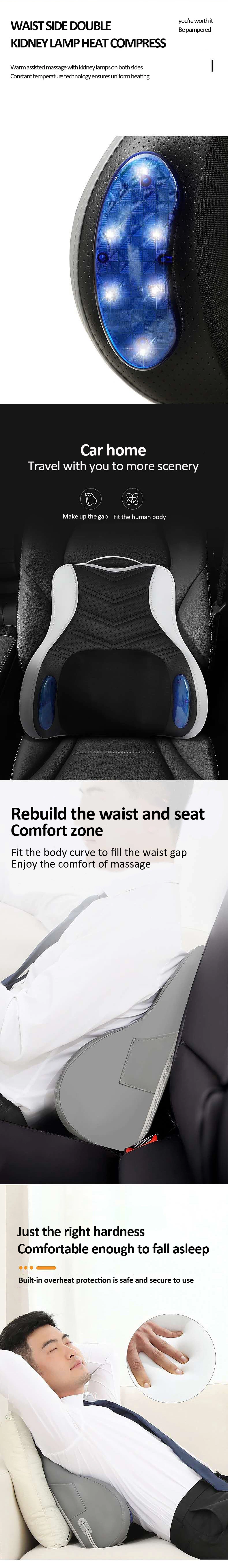 Shiatsu Massage Cushion with Heat Massage Chair Pad Kneading Back Massager for Home Office Seat Use