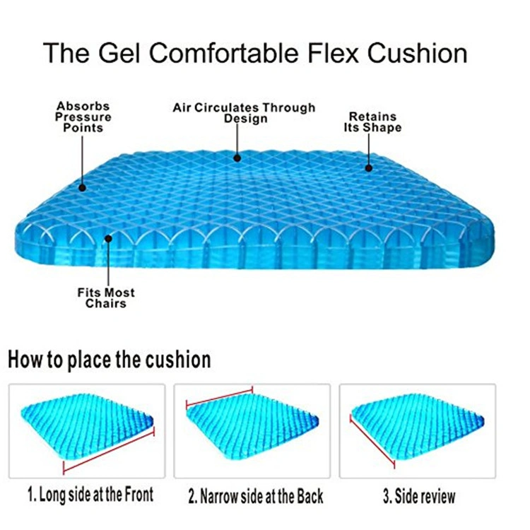 Silicone Foldable Portable Super Soft Car Sedentary Anti-Hemorrhoid Office Chair Sofa Honeycomb Outdoor Gel Seat Cushion