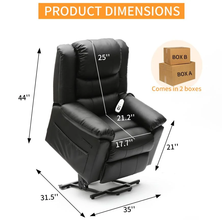 Manufacture Customized Multi-Colors Leather Recliner Sofa Chair with Massage Function Lift Chair Home Furniture