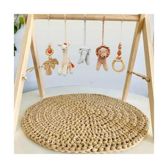 Wholesale Baby Item Yiwu Cheapest Price Sourcing Agent Crochet Knitted Floor Rug Round Cotton Infant Newborn Tummy Time Nursery Play Mat