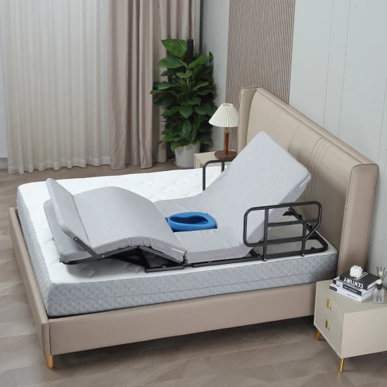 Electric Adjustable Medical Bed German Okin Motor Wireless Remote with Handrails Home Caring