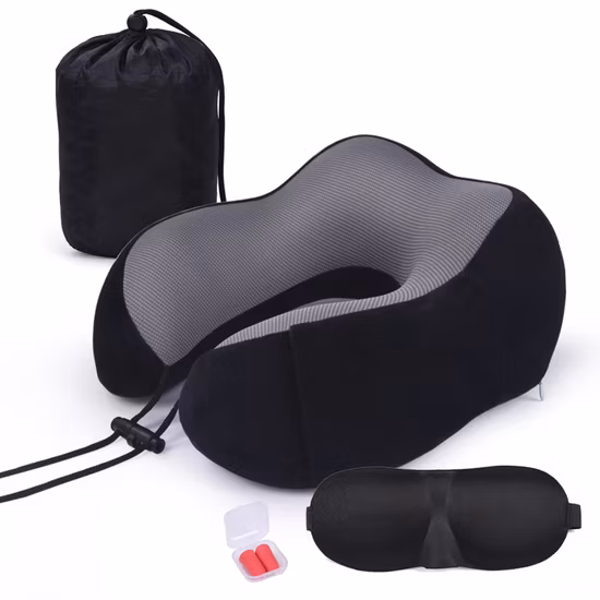 Memory Foam Travel Pillow - Airplane Neck Rest &amp; Plane Accessories, Head Support Pillow for Sleeping