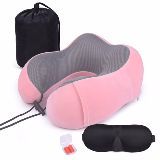 Memory Foam Travel Pillow - Airplane Neck Rest &amp; Plane Accessories, Head Support Pillow for Sleeping